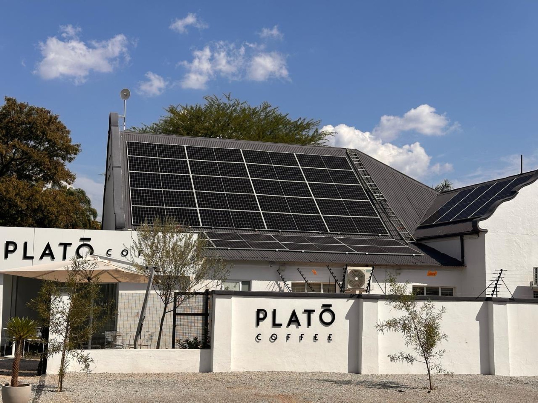 Solar panel installation on a local business property